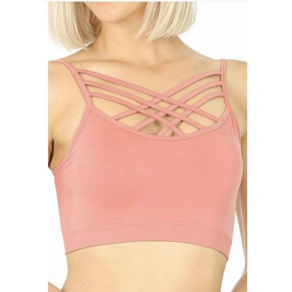 Zenana Outfitters Other - TWO Zenana Lattice‎ bralette Adjustable straps NWT Dusty rose & blue grey